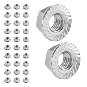 Flewdart 30pcs Ecrou A Embase Crant&eacute;e M6 304 Acier Inoxydable, Ecrou Hexagonal Pour Vis &oslash;5mm Din 6923 / Iso 4161, M5/M6/M8/M10/M12/M14 (M6 30pcs) (ZIHANGEU, neuf)