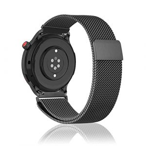 Niboow 22mm Bracelet pour Amazfit Bip 5/GTR 4/GTR 3 Pro/GTR 3/GTR 2 eSIM/GTR 2e/GTR 47mm, M&eacute;tal Inoxydable Metal Mesh Bracelet pour Amazfit Cheetah/Cheetah Pro/Stratos 3/Stratos 2s/Stratos - Noir (Niboow EU, neuf)
