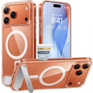 TORRAS Coque iPhone 17 Pro Max avec Support &ndash; Support en Titane Durable, Compatible MagSafe, Protection cam&eacute;ra et Boutons, Protection antichute 12FT &ndash; Transparent (TORRAS Direct, neuf)