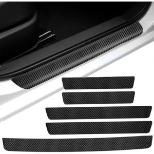 JIEMABAIHUO 5 Pi&egrave;ces Seuil de Protection Porte Fibre de Carbone Noir, Sticker Autocollant pour Skoda Elroq 2024 2025, Protection Seuil de Porte de Voiture, Accessoires (jiemabaihuo, neuf)