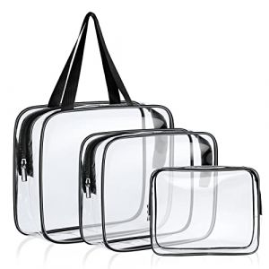 Aucuu 3PCS Trousse de Toilette Transparente, Kit de Voyage pour l&rsquo;Avion, PVC &Eacute;tanche Trousse de Maquillage, Sac de Rangment Transparente Sac Cosm&eacute;tiques pour Homme et Femme (Aucuu&reg;-EU, neuf)
