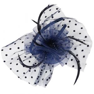 Outanaya Chapeau Vintage en Tulle Bleu Marine Fleurs en Dentelle, Serre-t&ecirc;te de F&ecirc;te &Eacute;l&eacute;gant, Accessoire D&eacute;guisement Femme pour Mariage et Carnaval, 1 Pi&egrave;ce (WANHOUYI, neuf)