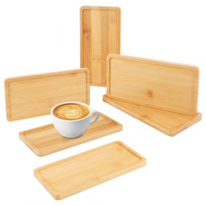 QMLING 6 pi&egrave;ces Plateau en bambou, Plateau rectangulaire petit, Sous-verre en bambou, Plateau en bambou pour caf&eacute; th&eacute; g&acirc;teau DIY-Mosaic (17,7x8,9x0,9 cm) (QIAOMANLIN, neuf)