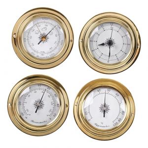 rockible Thermom&egrave;tre et Hygrom&egrave;tre, Barom&egrave;tre, Horloge, Stations M&eacute;t&eacute;orologiques, Dia 98mm, Instruments de Voile pour Bateau, Yacht, Atelier, Marine, 4 Pi&egrave;ces (motokitio, neuf)