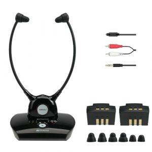 Retekess TA008 Casque Sans Fil pour TV, Casque Sans fil Television, Faible Latence 2.4G, Un amplificateur Auditif Clé, Double Batterie - 10H en Veille, Amplification du son pour les Personnes âgées (RetevisDirect, neuf)