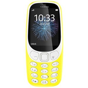 Nokia T&eacute;l&eacute;phone Portable 3310 2G (&eacute;cran Couleur 2,4", Appareil Photo 2 MP, Bluetooth, Radio, Lecteur MP3, SIM Unique) Jaune (huellenwelt, neuf)