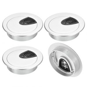 QUARKZMAN 4 Couvertures de Trous de Câble Passe Cable Bureau, 2-9/16"(65mm) Couverture de Trou de Passe-Câble en ABS pour Bureau, Organiseur de Câbles pour Ordinateur de Bureau, Argent (QUARKZMAN, neuf)