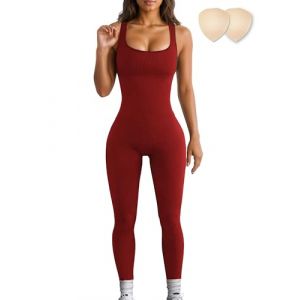 Merlvida Combinaison Femme Sport Sans Couture Jumpsuit Fitness Ajusté et Élastique Skinny Une Pièce Tenue Sportive Sexy Gym Survêtement Pour Sports Yoga Jogging (Merlvida Direct, neuf)