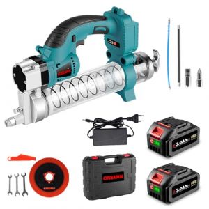 ONEVAN Pompe a Graisse Electrique, 10 000 PSL Pompe à Graisse sans Fil avec 2 Batteries da 3000mAh, Pistolet a Graisse à Batterie sans balais pour graissage d'équipements mécaniques (HEQIEBXK, neuf)