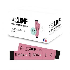 LPF LE PETIT FOURNISSEUR - 500 Tickets Vestiaire d&eacute;tachables en 3 Parties (3x19cm) - Perforation pour cintre - Papier Cartonn&eacute; &Eacute;pais 160g/m&sup2; - Num&eacute;rot&eacute;s 1-1000 - Fabriqu&eacute; en France - Rose (Le Petit Fournisseur, neuf)