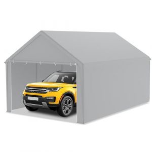 FIVMEN Carport, grande tente de garage, 4 x 6 m, avec parois lat&eacute;rales amovibles, r&eacute;sistant &agrave; l'hiver, mobile, pour voiture, SUV, camion, gris (WurenHome, neuf)