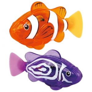NHQZ Lot De 2 Poissons Robots Nageant dans Plusieurs Directions, À Piles, Jouet pour Piscine, Jouet Aquatique,Fisher (Orange Et Violet, A) (NHQZ, neuf)