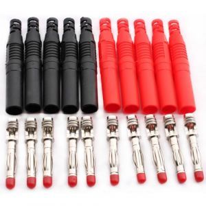 RUNCCI-YUN 10 pi&egrave;ces Fiches bananes isol&eacute;es 4 mm,4mm souder m&acirc;le fiche Banane Fil &agrave; Bricolage connecteurs pour fils de test de multim&egrave;tre （noir rouge） (RUNCCI-YUN, neuf)