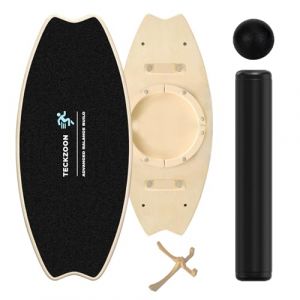 Planche d&rsquo;&Eacute;quilibre Bois, Planche d&rsquo;&Eacute;quilibre Pro avec Rouleau, Balle d&rsquo;&Eacute;quilibre, Support, Planche Multifonction Int&eacute;rieure de Skateboard & Surf, Planche de Tricks pour Fitness, Yoga & R&eacute;&eacute;ducation (Tenvethink, neuf)