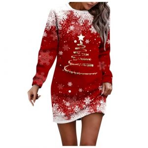 Robe Rouge Femme Noire Pull Noel Lumineux Robe-Pull pour Chic De No&euml;l Blanc Longue Hiver Grande Taille Moche Vetement Et Elegant Blanche Sweat (keicyd, neuf)