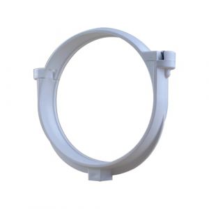First Plast - Gouttière PVC 33 demi-ronde - Collier bride pour tube de descente PVC Ø100 - blanc - First Plast (Anjou Connectique, neuf)