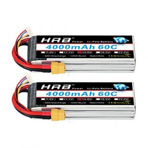 HRB 2PCS 4S 14.8V 4000mAh 60C Lipo Batterie avec XT60 Plug pour RC Hélicoptère Avion Voiture Bateau Camion (HRB POWER Official store, neuf)