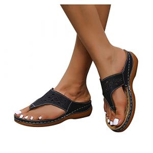 HGTSHUANGTA Tong Sandale Orthopédiques Femme Tong Ergonomique Claquette Semelle Epaisse Flip Flops Enfiler Bout Ouvert Sandale Piscine Arch Support Sandals Semelle Souple Chaussures Plate-Forme (upperfeel, neuf)