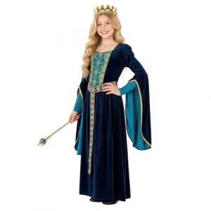 Morph Costume Medieval Enfant, Robe Medievale Fille, Deguisement Medieval Fille, Deguisement Moyen Age Enfant, Robe Princesse, Costume Halloween, Déguisement Carnaval XL (Morph Costumes, neuf)