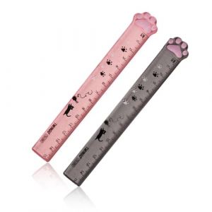 NHQZ regle 15 cm, 15 cm règle, pour mesurer, souligner et tracer des lignes nettes et précises, règle en forme de patte de chat, en plastique, 2 pièce (NHQZ, neuf)