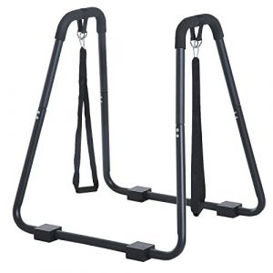 Barres parall&egrave;les barres de musculation Fitness pour Dips, pompes avec sangles suspension acier noir (Aosom FR, neuf)