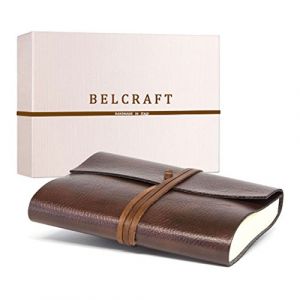 Belcraft Tivoli Journal Intime/Carnet de Notes RECHARGEABLE en cuir recycl&eacute; de fabrication artisanale Italienne, Cadeau Sp&eacute;cial, Journal de Voyage, Notebook (12x17 cm) Brun (Belcraft, neuf)