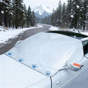 Zyluniy Protection Pare Brise Hiver, Protege Pare Brise Givre, Couverture Pare Brise Voiture avec 4 Aimants, B&acirc;che Voiture pour Voiture Anti Givre Neige Glace UV (230x120CM) (MATERSE, neuf)