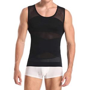 Derssity Débardeur de Compression Homme Maillot de Corps Minceur Ventre Plat T-Shirt sans Manche Gainant Minceur sous-vêtements Body Shaper(B,L) (Derssity, neuf)