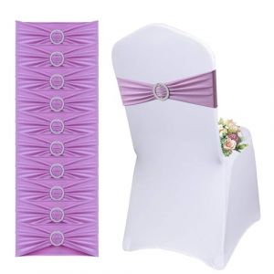 QeeFop Lot de 50 Écharpes De Chaise Élastiques avec Boucle Ronde - Housse de Chaise et Ceinture Extensible Décoration pour Mariage, Banquet, Fête, Réception, Fête d'anniversaire (Violet Clair) (Gelaiyu Tech, neuf)