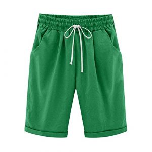 Bermuda Femme Été en Lin Ou Coton Shorts et Bermudas Habillé Femmes Grande Taille Élastique avec Poches Confortable Ample Mode Casual Imprimé Pissenlit Short Sport Jogging Pantalons Court Pas Cher (⭐⭐⭐⭐⭐AEGJEGVD⭐⭐⭐⭐⭐, neuf)