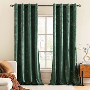 MIULEE Rideaux en Velours D&eacute;coratifs Doux Rideau Opaque Rideau Thermique Rideaux Velours Oeillets Rideau pour Chambre et Salon Lot de 2 140x280 cm Vert Fonc&eacute; (MIULEE HOME, neuf)