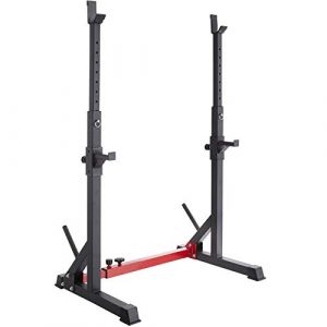 tectake® Rack de Squat Repose barre musculation, Réglable en hauteur et largeur, Cadre en acier, Charge max 120 kg, Rack musculation Support pour Barre Haltères Disque olympique, Squat, Fitness, Sport (Made4Home SAS, neuf)