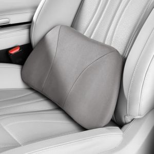 POKSRI Coussin Lombaire Auto en Simili-Daim Premium, Mousse à mémoire de Forme 5D, Tissu Respirant, pour siège conducteur (Gris) (Diniya, neuf)