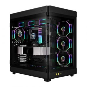 GAMDIAS NESO P1 Pro B Boîtier PC Grand Tour EATX, Positionnement Double, Double Compartiment, 3 Ventilateurs d'Admission Inversée Intégrés, Panneau Latéral en Verre Trempé à Ouverture Tactile, Noir (GAMDIAS, neuf)