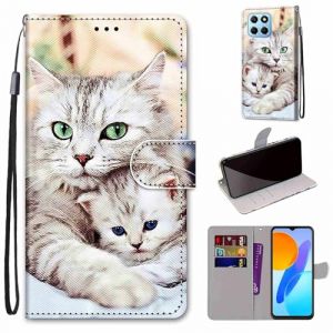 Mo-Somnus Coque pour Huawei Honor X8 5G / X6 4G / 70 Lite, Etui en Cuir PU Portefeuille Housse Coque avec 360 Degr&eacute;s Silicone Antichoc Protection Cover Cuir Pochette Flip B&eacute;quille (Chat 2) (Mo-Beauty EU Store, neuf)