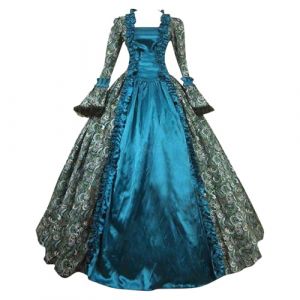 G&eacute;n&eacute;rique 2025 Robe R&eacute;Tro M&eacute;Di&eacute;Vale Femme Victorienne Reine Costume Grande Taille Manches Trompette Robe Renaissance Gothique De Soir&eacute;E Cocktail Elegante Deguisement Halloween Carnaval Victorien (Wllybh, neuf)