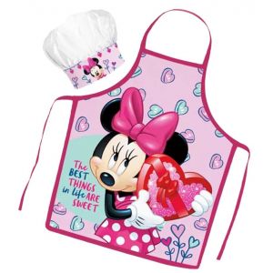 Sorrisini Tablier Cuisine Enfant, Tablier Toque Enfant, Toque de chef ajustable, Tabliers toque de Chef enfant pour Cuisson P&acirc;tisserie, Peindre, Tablier et Chapeau r&eacute;glable Minnie Mouse (Sorrisini_Store, neuf)