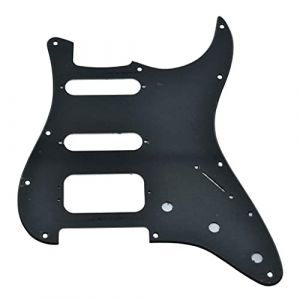 Dopro Pickguard 11 trous pour guitare Strat HSS 3 vis Humbucking Compatible avec American Fender Stratocaster Noir mat (Dopro E-commerce, neuf)