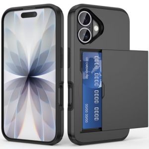 ACOCOBUY Coque pour iPhone 17 &Eacute;tui Portefeuille avec Porte-Cartes Antichoc Coque avec Porte-Cartes pour iPhone Housse Protection &agrave; Double Couche Armor Cover Carte &Eacute;tui pour Hommes Femmes 6.3" Noir (ACOCOBUY FR, neuf)