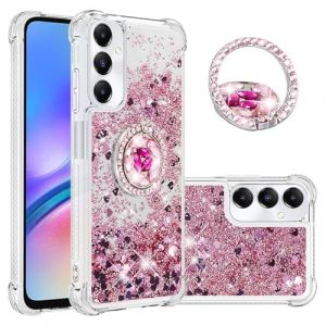 IMEIKONST Coque pour Samsung Galaxy A05S &Eacute;tui avec Support, Paillette Strass Liquide Bling Glitter Cristal Transparente Antichoc TPU Silicone Bumper Housse pour Samsung A05S. Love Rose YBZ (IMEIKONST, neuf)