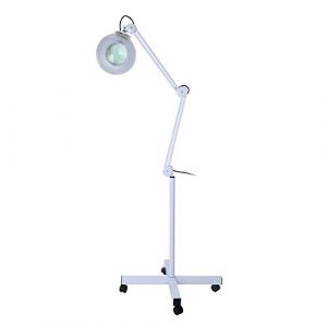 SOULONG 5 X Lampe Loupe Grossissante LED sur Pied, 220-240V Lampe Loupe Esthétique Atelier avec Bras Réglable Pivotant pour Cabinet Médicale, Salon de Beauté, Cliniques, Tatouage, Spa (Blanc) (Lisopiu, neuf)