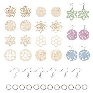 PandaHall Kit de fabrication de boucles d'oreilles en bois brut avec 80 anneaux ouverts et 80 crochets de boucles d'oreilles (Yilisi Jewelry, neuf)