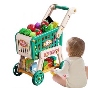 Chariot de Courses pour Tout-Petits,Jouet Caddie avec Cuisine pour - Jouets Éducatifs avec Fruits Et Légumes pour Garçons Et Filles Jeux Interactifs Apprentissage Préscolaire (zipase, neuf)
