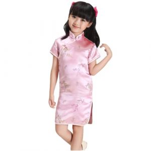Robe Vintage Robe Fille Chinoise Qipao pour, v&ecirc;tements de Nouvel an pour b&eacute;b&eacute;s, Cheongsam &agrave; Manches Courtes &agrave; Fleurs, Tenues de f&ecirc;te d'anniversaire pour Enfants Fleuri (QQizX shipin, neuf)