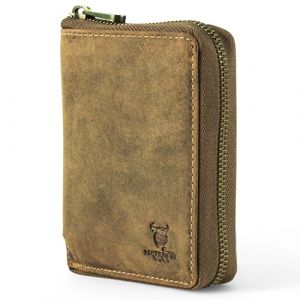 MATADOR Portefeuille Homme avec Fermeture &Eacute;clair Cuir #Grenade avec Noble Bo&icirc;te Cadeau, Luxe RFID Porte Carte, Porte Feuille avec de Nombreux Compartiments &agrave; Cartes en Marron Chasseur (MATADOR LEDER "The German Brand", neuf)