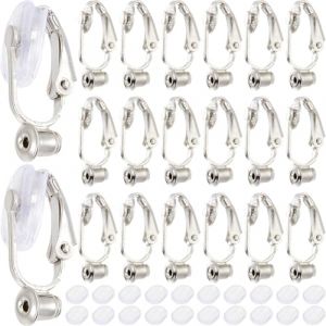 SOFPLATE 1 bo&icirc;te 36 pi&egrave;ces Convertisseur de Boucles D'Oreilles &agrave; Clipser en Argent Composants de Boucles D'Oreilles Non Perc&eacute;es en Laiton avec Coussinets de Boucles D'Oreilles R&eacute;sultats de Boucles D'O (SOFPLATE FR, neuf)