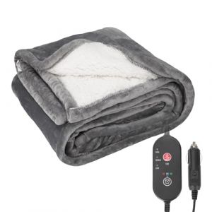 Couverture Chauffante Voiture 12V, 3 Niveaux de Chaleur et Minuterie - Coussin Chauffant Lavable pour Si&egrave;ge Auto - Soulage Douleurs Dos et R&egrave;gles, Id&eacute;al pour Longs Trajets et Hiver (A) (SUROS Y ORTEGA, neuf)