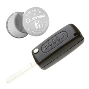 Jongo - Coque de Cl&eacute; avec Lame Compatible avec Peugeot 207sw, 307sw, 407 restyl&eacute;e et Partner II (B9) | CE0536 | avec 1x Pile CR1620 | Boitier Clef Plip Voiture Utilitaire T&eacute;l&eacute;commande 3 Boutons (Jongoshop, neuf)