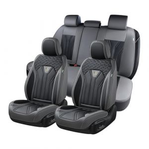FLORICH Housses de siège en Cuir, Housses de siège complètes, Protections de siège Auto 5 sièges, Housses de siège Auto-Universel pour Convient à la Plupart des Voitures, SUV, camions, Gris (Coverado, neuf)