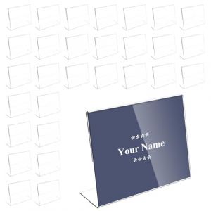 30Pcs Porte Étiquettes de Prix, Support d'Affichage de Prix 7x4cm, Affichage du Signe Porte-cartes, Nom Carte Porte Étiquette en Acrylique pour Boulangeries Bureau Supermarché Transparent (C) (allowreve, neuf)